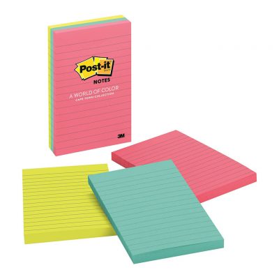 Post-it Notes 660-3AN Capetown Collection Lined 101x152mm Pkt/3