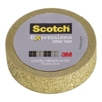 Scotch Expressions Glitter Washi Tape C514-GLD 15mm x 5m Gold