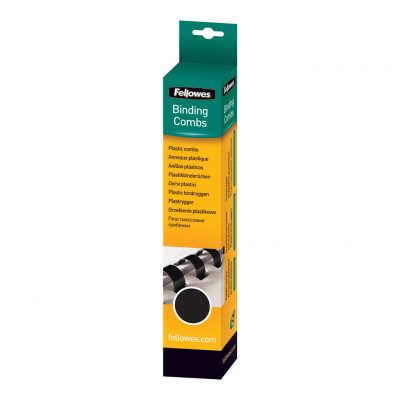 Fellowes Plastic Binding Combs 16mm Black Pack 25
