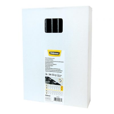Fellowes Plastic Binding Combs 19mm Black Pack 100