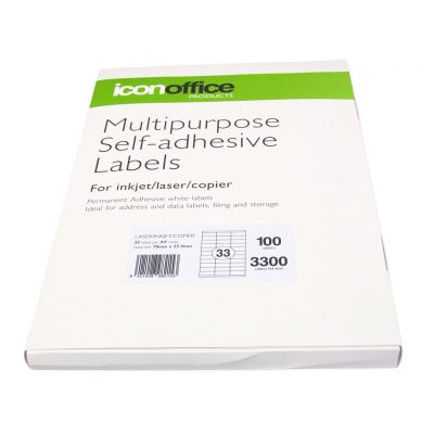 Icon Multipurpose Labels 70x25.4mm 33 Per Sheet