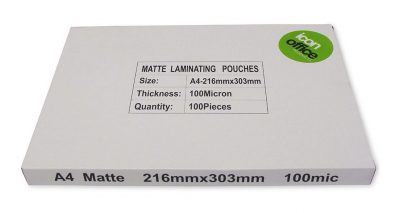 Icon Laminating Pouches A4 Matte 100mic Pack 100