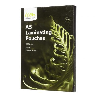 Icon Laminating Pouches A5 Gloss 80mic Pack 100